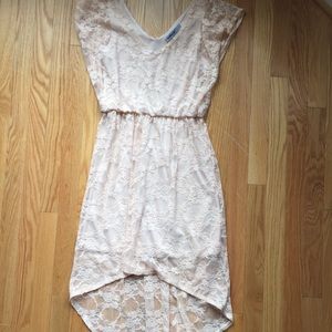 High Low Pink Lace Dress